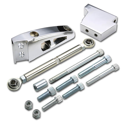 D-Motoring - Air Conditioner (A/C) Bracket Set - Chrome - Chevy SBC Short Water Pump SWP - 4