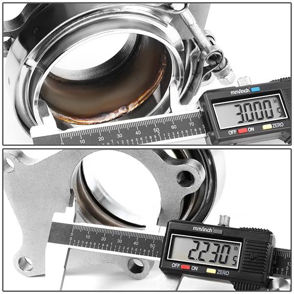 T04E T3/T4 5-Bolt Turbocharger Downpipe Flange to 3 in. ID V-Band Conversion w/Clamp