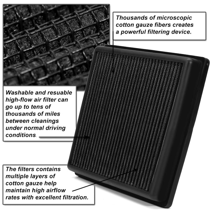 D-Motoring - 01-05 Toyota Rav4 2.0 2.4LPanel Air Filter - Reusable - 5