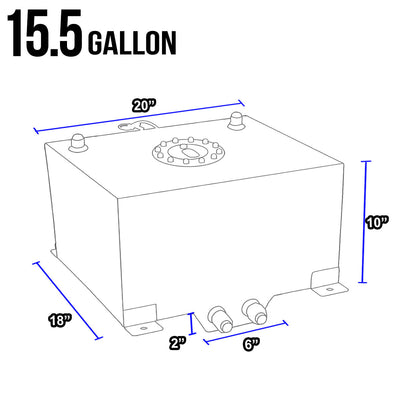 D-Motoring - Fuel Cell - 19.75 in. (L) x 18 in. (W) x 8-3/4 in. (H) - 15.5 Gallon - W / Anti-Slosh Foam - Aluminum - 6