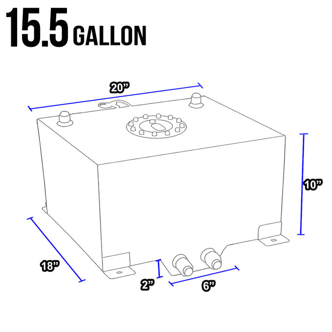 D-Motoring - Fuel Cell - 19.75 in. (L) x 18 in. (W) x 8-3/4 in. (H) - 15.5 Gallon - W / Anti-Slosh Foam - Aluminum - 6