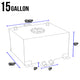D-Motoring - Fuel Cell - 19.75 in. (L) x 17.50 in. (W) x 10 in. (H) - 15 Gallon - W / Anti-Slosh Foam - Aluminum - 5