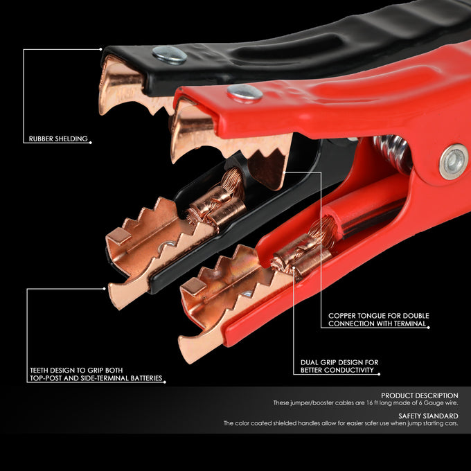 D-Motoring - Jumper Cables - Heavy Duty 6 Gauge 16 Ft - 400 AMP - 2