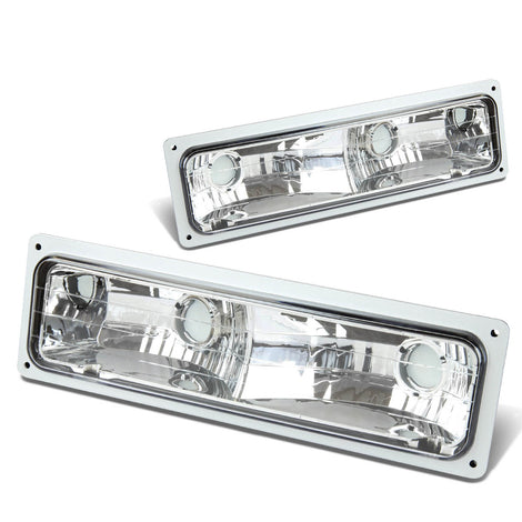 D-Motoring - Bumper Lights - Chrome Housing - Clear Lens - Plug-n-Play - Pair - Chevy C/K 1500 / 2500 / 3500 / GMC C/K 1500 / 2500 / 3500 - 1