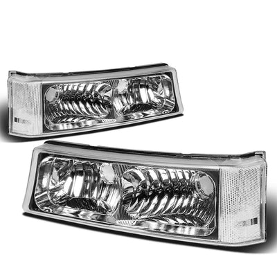 D-Motoring - Bumper Lights - Chrome Housing - Clear Corner - Plug-n-Play - Pair - Chevy Avalanche 1500 / 2500 / Silverado 1500 / 2500 / 3500 & HD Models - 1