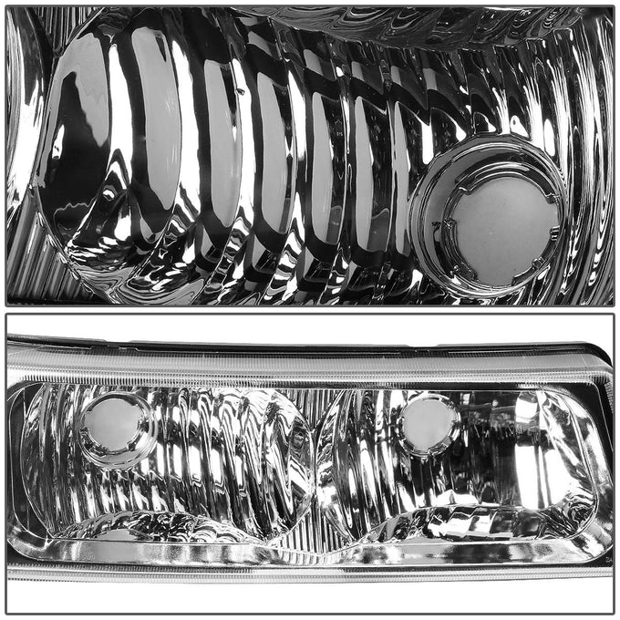 D-Motoring - Bumper Lights - Chrome Housing - Clear Corner - Plug-n-Play - Pair - Chevy Avalanche 1500 / 2500 / Silverado 1500 / 2500 / 3500 & HD Models - 2