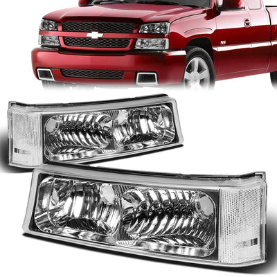 Chrome Housing Turn Signal Bumper Lights<br>03-06 Chevy Avalanche Silverado