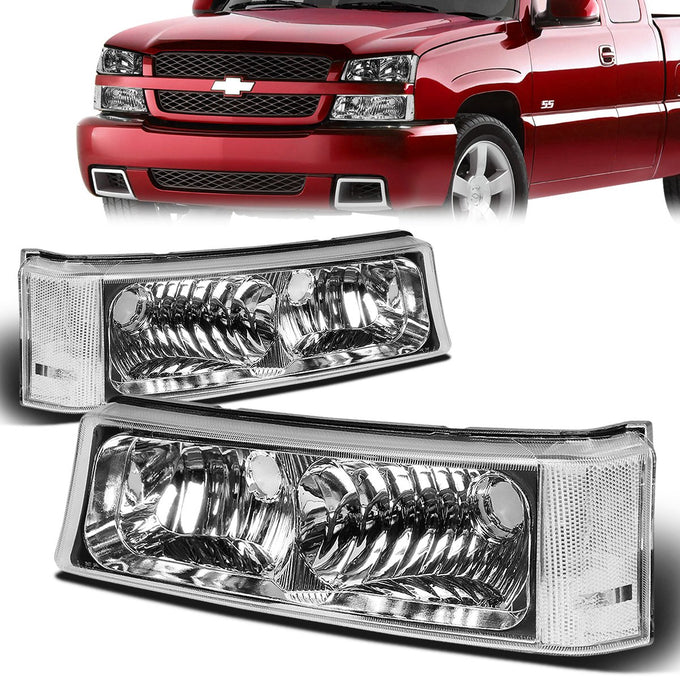 Chrome Housing Turn Signal Bumper Lights<br>03-06 Chevy Avalanche Silverado