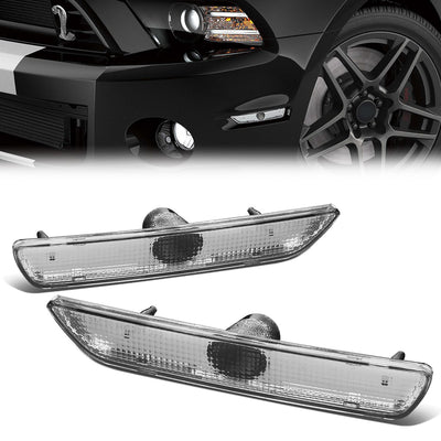 Clear Factory Style Front Bumper Side Marker Lights<br>10-14 Ford Mustang