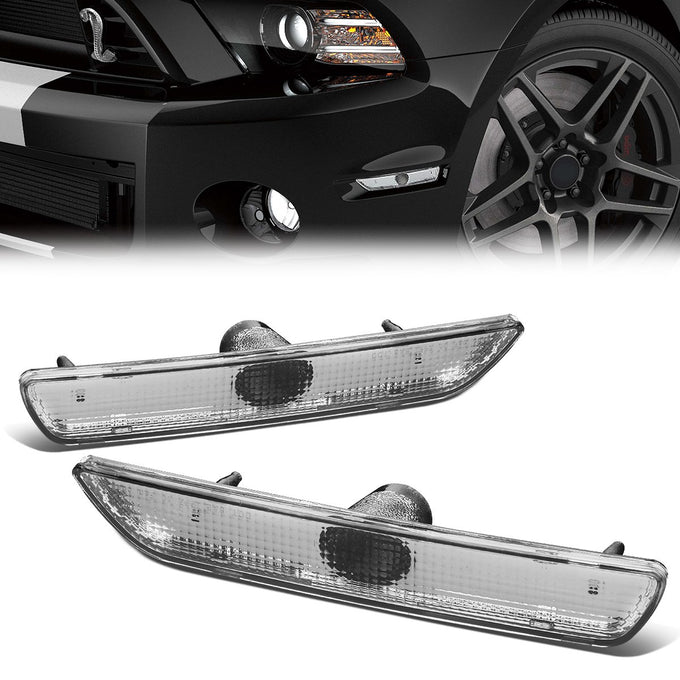 Clear Factory Style Front Bumper Side Marker Lights<br>10-14 Ford Mustang
