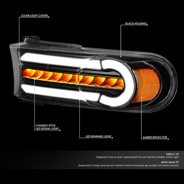 07-14 Toyota FJ Cruiser Bumper Lights - 3D LED DRL+Sequential Turn Signal - Clear Lens - Amber Corner - Pair - BL-LB-FJC07-BK-AM - 2