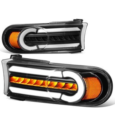 Black Housing Amber Corner LED DRL Sequential Turn Signal Bumper Lights<br>07-14 Toyota FJ Cruiser