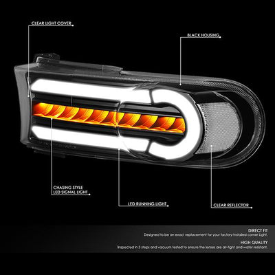 07-14 Toyota FJ Cruiser Bumper Lights - 3D LED DRL+Sequential Turn Signal - Clear Lens - Clear Corner - Pair - BL-LB-FJC07-BK-CL1 - 2