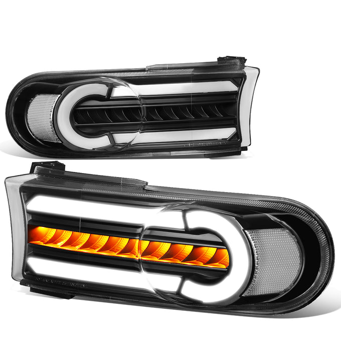 Black Housing LED DRL Sequential Turn Signal Bumper Lights<br>07-14 Toyota FJ Cruiser