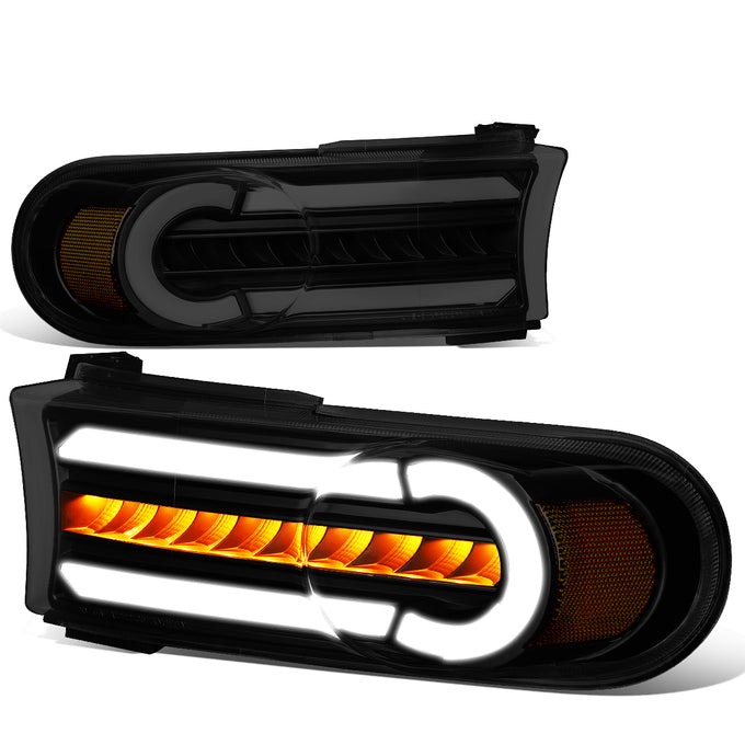 Black Housing Amber Corner LED DRL Sequential Turn Signal Bumper Lights<br>07-14 Toyota FJ Cruiser