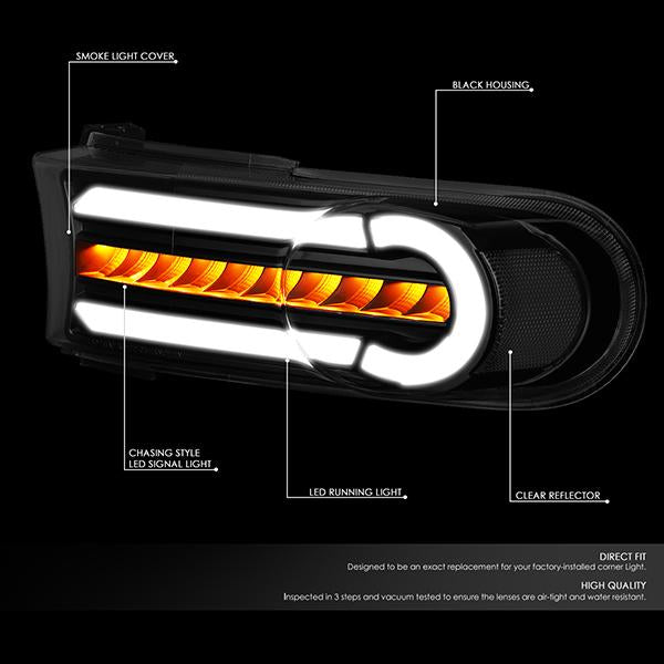 07-14 Toyota FJ Cruiser Bumper Lights - 3D LED DRL+Sequential Turn Signal - Smoked Lens - Clear Corner - Pair - BL-LB-FJC07-BK-SM-CL1 - 2
