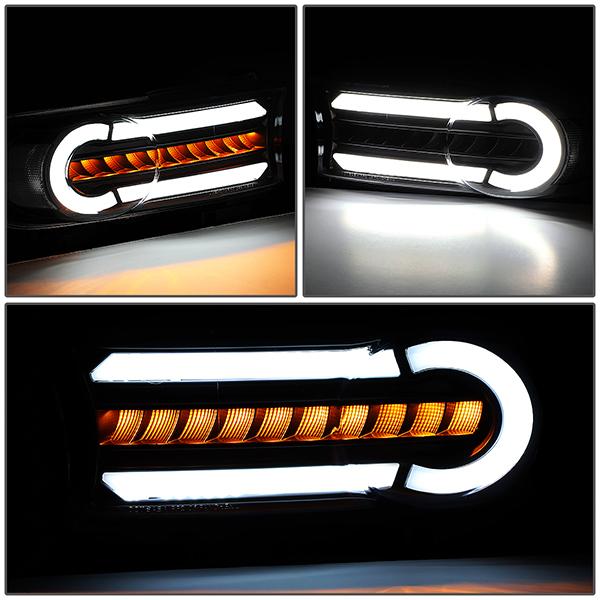 07-14 Toyota FJ Cruiser Bumper Lights - 3D LED DRL+Sequential Turn Signal - Smoked Lens - Clear Corner - Pair - BL-LB-FJC07-BK-SM-CL1 - 3