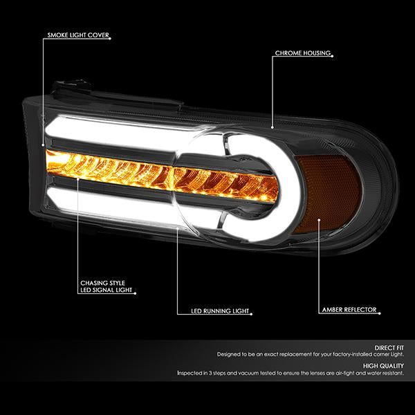 Smoked Lens Amber Corner LED DRL Sequential Turn Signal Bumper