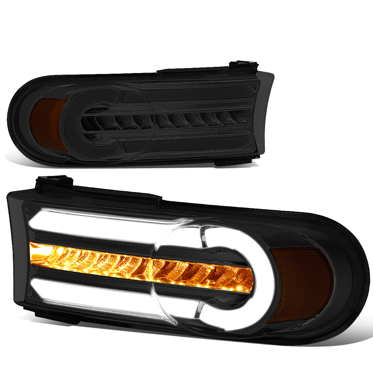 Smoked Lens Amber Corner LED DRL Sequential Turn Signal Bumper
