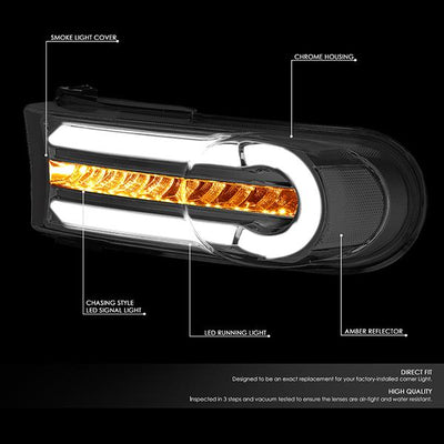 07-14 Toyota FJ Cruiser Bumper Lights - 3D LED DRL+Sequential Turn Signal - Smoked Lens - Clear Corner - Pair - BL-LB-FJC07-SM-CL1 - 2