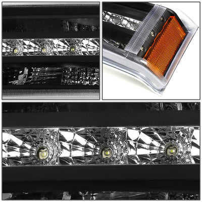 D-Motoring - Bumper Lights - LED DRL - Black Housing - Amber Corner - Plug-n-Play - Pair - Chevy Avalanche 1500 / 2500 / Silverado 1500 / 2500 / 3500 & HD Models - 3
