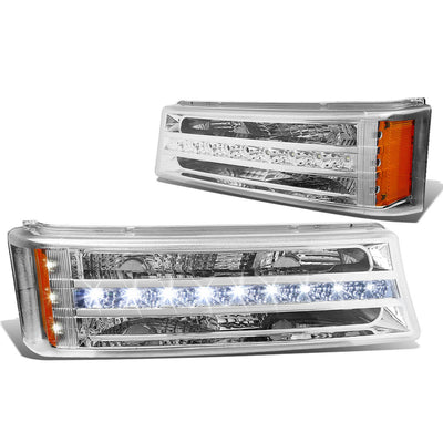 D-Motoring - Bumper Lights - LED DRL - Chrome Housing - Amber Corner - Plug-n-Play - Pair - Chevy Avalanche 1500 / 2500 / Silverado 1500 / 2500 / 3500 & HD Models - 1