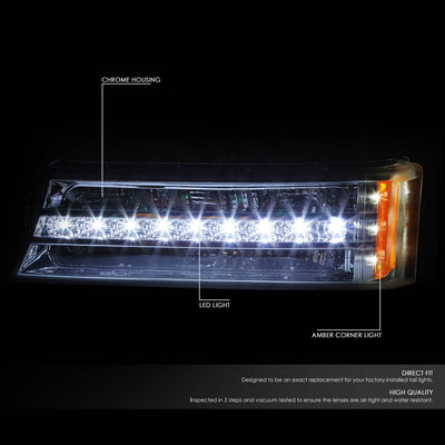 D-Motoring - Bumper Lights - LED DRL - Chrome Housing - Amber Corner - Plug-n-Play - Pair - Chevy Avalanche 1500 / 2500 / Silverado 1500 / 2500 / 3500 & HD Models - 2