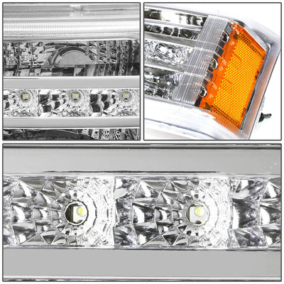 D-Motoring - Bumper Lights - LED DRL - Chrome Housing - Amber Corner - Plug-n-Play - Pair - Chevy Avalanche 1500 / 2500 / Silverado 1500 / 2500 / 3500 & HD Models - 3