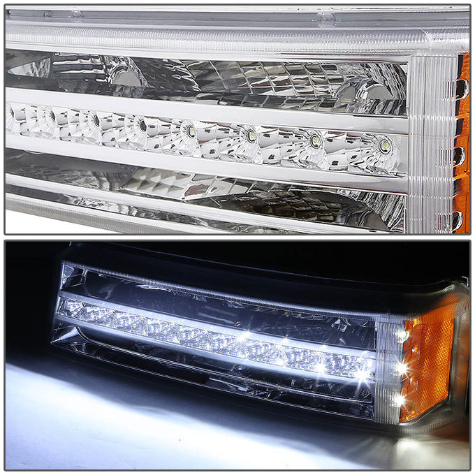 D-Motoring - Bumper Lights - LED DRL - Chrome Housing - Amber Corner - Plug-n-Play - Pair - Chevy Avalanche 1500 / 2500 / Silverado 1500 / 2500 / 3500 & HD Models - 4