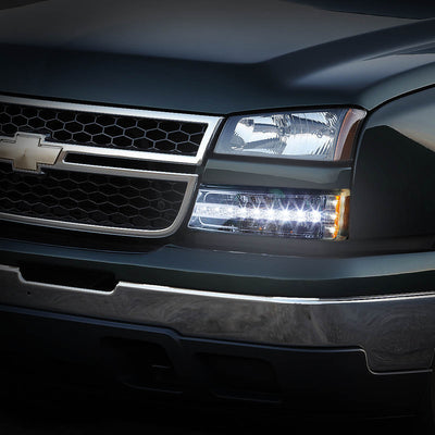 D-Motoring - Bumper Lights - LED DRL - Chrome Housing - Amber Corner - Plug-n-Play - Pair - Chevy Avalanche 1500 / 2500 / Silverado 1500 / 2500 / 3500 & HD Models - 6