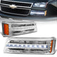 Chrome Hosuing LED DRL Turn Signal Bumper Lights<br>03-06 Chevy Avalanche Silverado