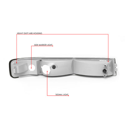 D-Motoring - Bumper Lights - Smoked Lens - Plug-n-Play - Pair - Chevy Express 1500 / 2500 / 3500 GMC Savana 1500 /  2500/  3500 - 5