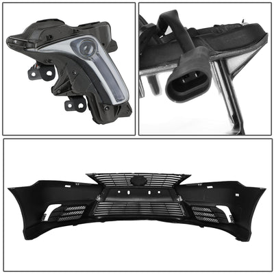 D-Motoring - 10-12 Lexus ES350 Front Bumper - W LED Fog Lights - Replacement - OEM Style - ABS - 6