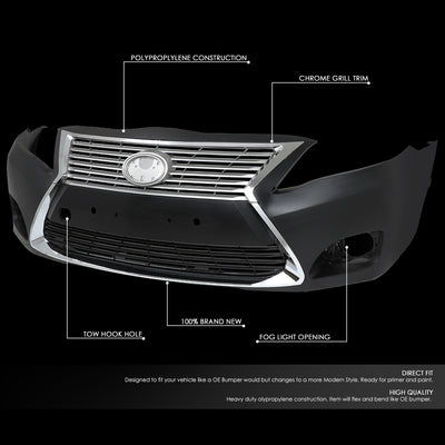 D-Motoring - 10-11 Toyota Camry Front Bumper - W Grille - Replacement - OEM Style - ABS - 2