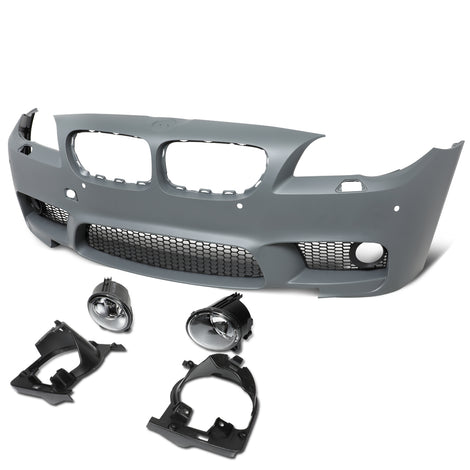 D-Motoring - 10-16 BMW 5-Series Front Bumper - W/PDC - Replacement - OEM Style - ABS - 1