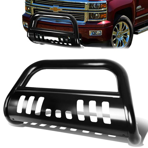 14-16 Chevy Silverado GMC Sierra 1500 Bull Bar w/Skid Plate - Stainless Steel - Black