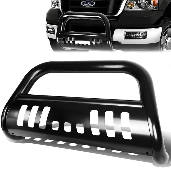 99-07 Ford F250 F350 F450 F550 Super Duty Bull Bar w/Skid Plate - Stainless Steel - Black