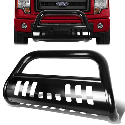 11-16 Ford F250 F350 F450 F550 Super Duty Bull Bar w/Skid Plate - Stainless Steel - Black