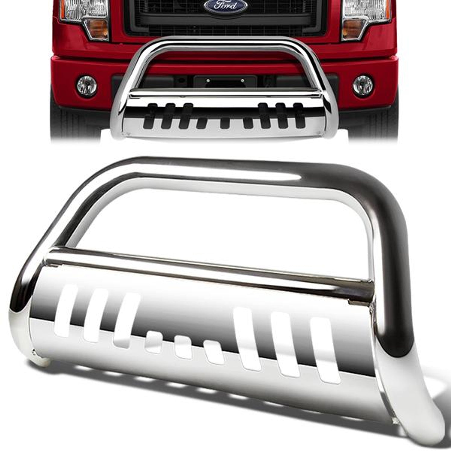 11-16 Ford Explorer Bull Bar w/Skid Plate - Stainless Steel