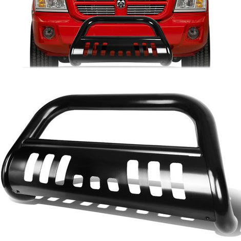 05-10 Dodge Dakota Bull Bar w/Skid Plate - Stainless Steel - Black