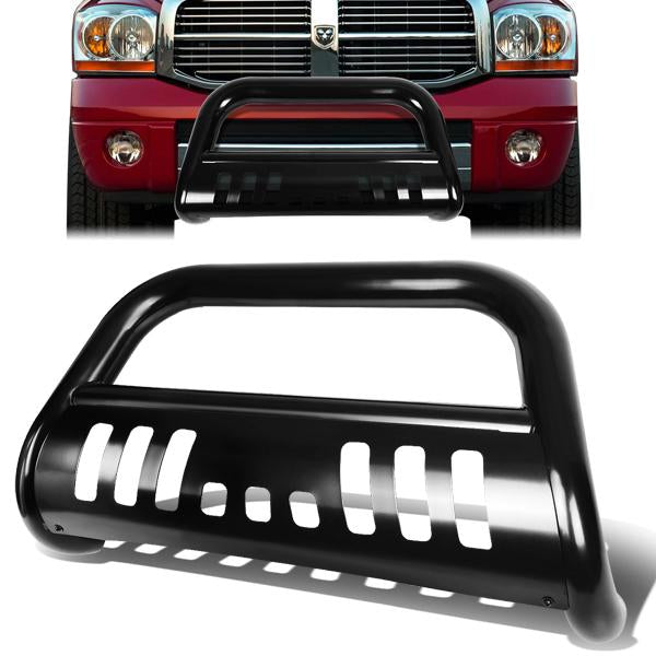 94-02 Dodge Ram 1500 2500 3500 Bull Bar w/Skid Plate - Stainless Steel - Black