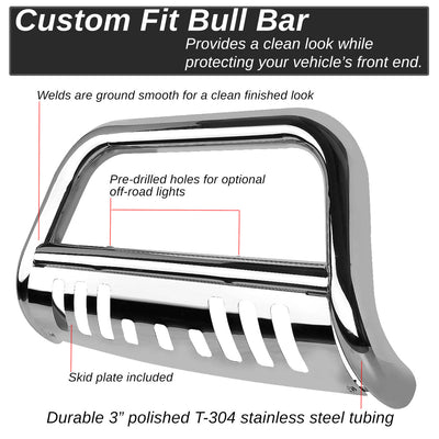 D-Motoring - Bull Bar - Chrome - Dodge RAM 1500 / 2500 / 3500 - 7
