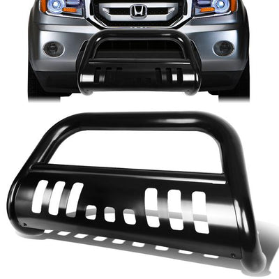03-08 Honda Pilot 06-14 Honda Ridgeline Bull Bar w/Skid Plate - Stainless Steel - Black