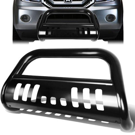 09-15 Honda Pilot Bull Bar w/Skid Plate - Stainless Steel - Black