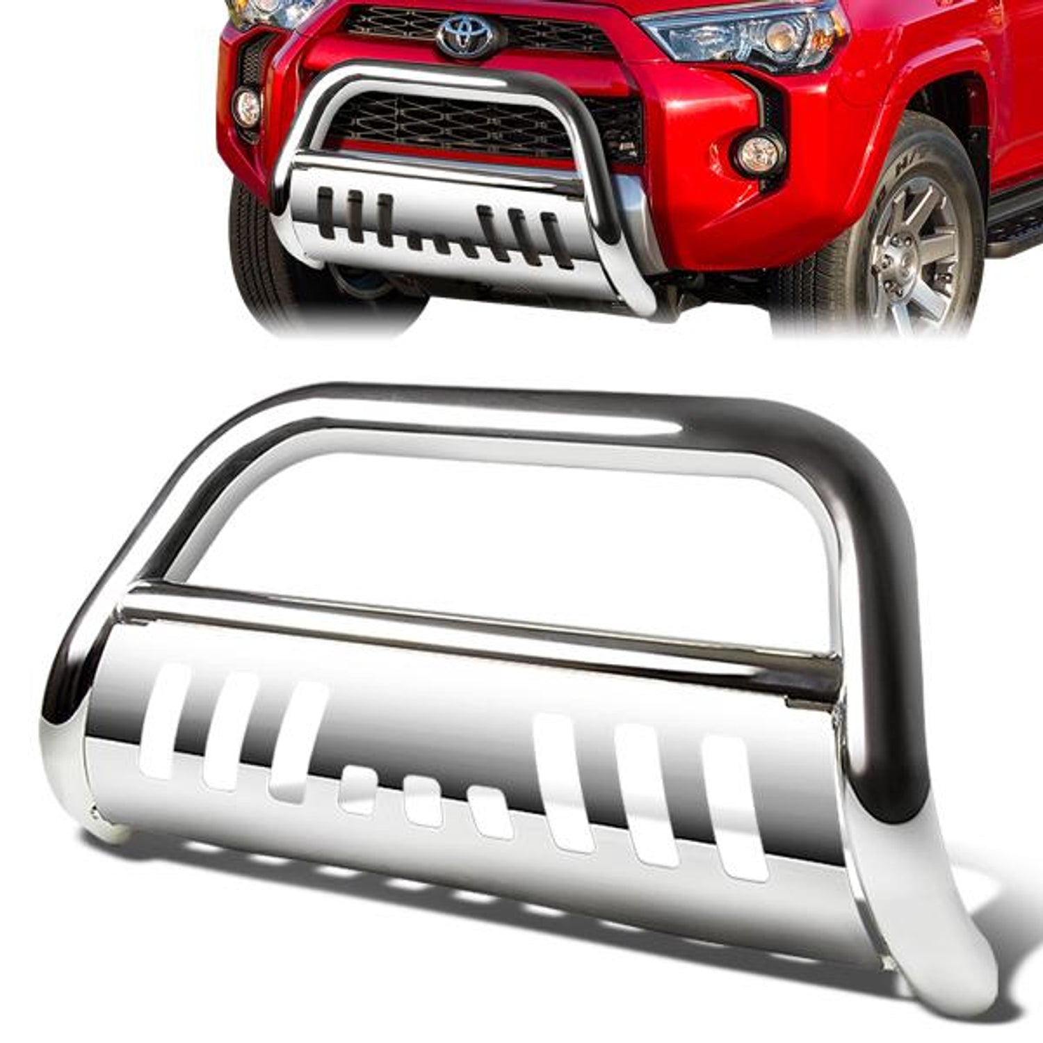 10-16 Toyota 4Runner Bull Bar w/Skid Plate - Stainless Steel