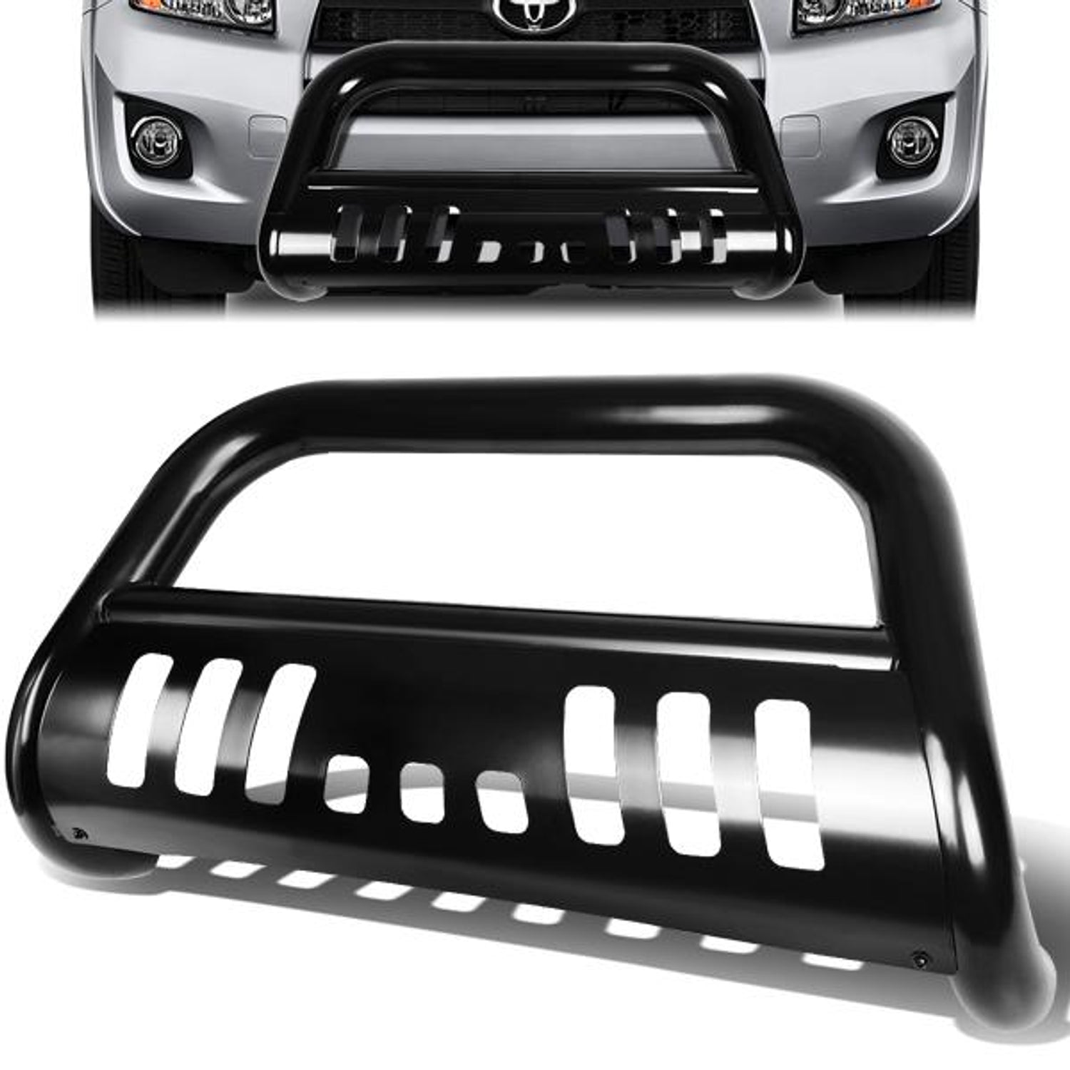 06-16 Toyota RAV4 Bull Bar w/Skid Plate - Stainless Steel - Black