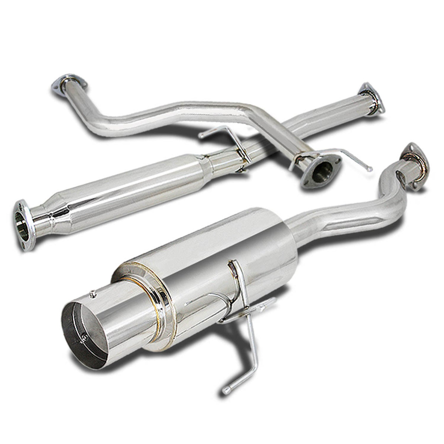 D-Motoring - Cat Back Exhaust System - W/ 4.5 Muffler Tip - Stainless Steel - 94-01 Integra GSR/Type-R Db Dc1 Dc2 B18B - 1