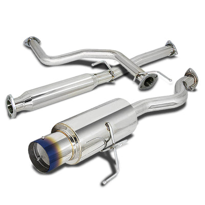 D-Motoring - Cat Back Exhaust System - W/ 4 Burnt Muffler Tip - Stainless Steel - 94-01 Acura Integra RS/LS/GS DC1 DB - 1