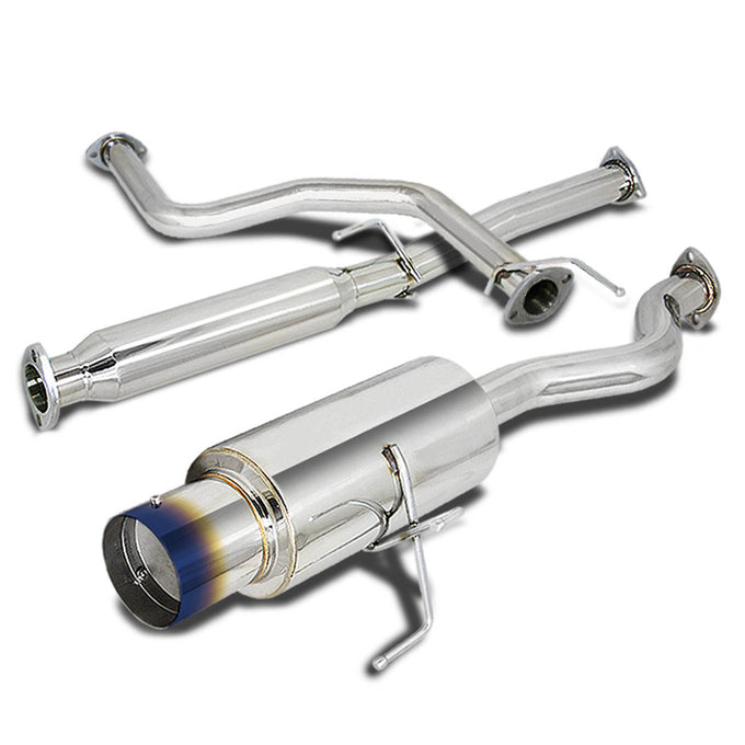 D-Motoring - Cat Back Exhaust System - W/ 4 Burnt Muffler Tip - Stainless Steel - 94-01 Acura Integra RS/LS/GS DC1 DB - 1