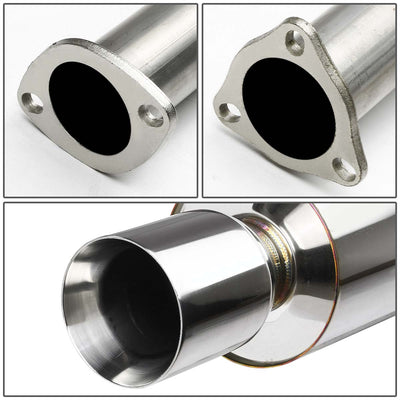 D-Motoring - Cat Back Exhaust System - W/ 4 Rolled Muffler Tip - Stainless Steel - 94-01 Integra GS/RS/LS - 2